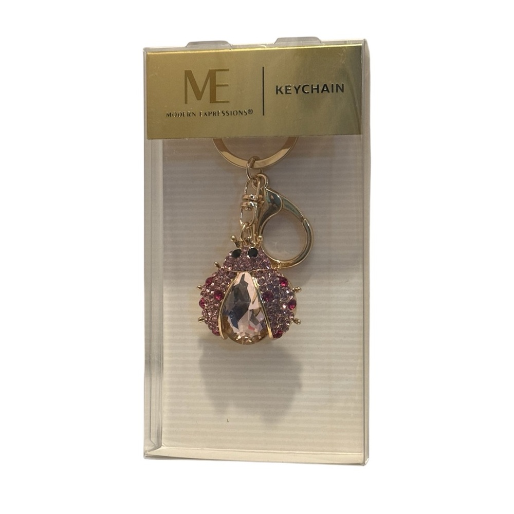 Pink & Gold Ladybug Keychain